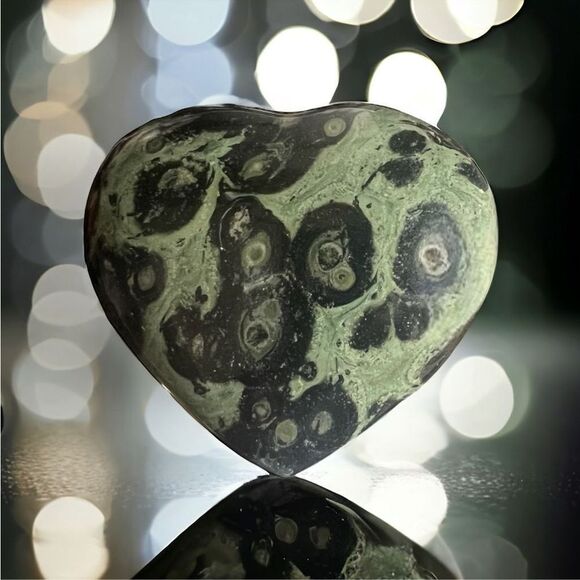 Kambaba Jasper‎ Large Chunky Heart Carving - Picture 1 of 10